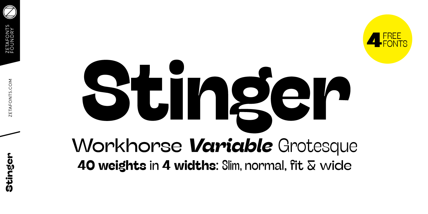 Ejemplo de fuente Stinger Wide Thin Italic